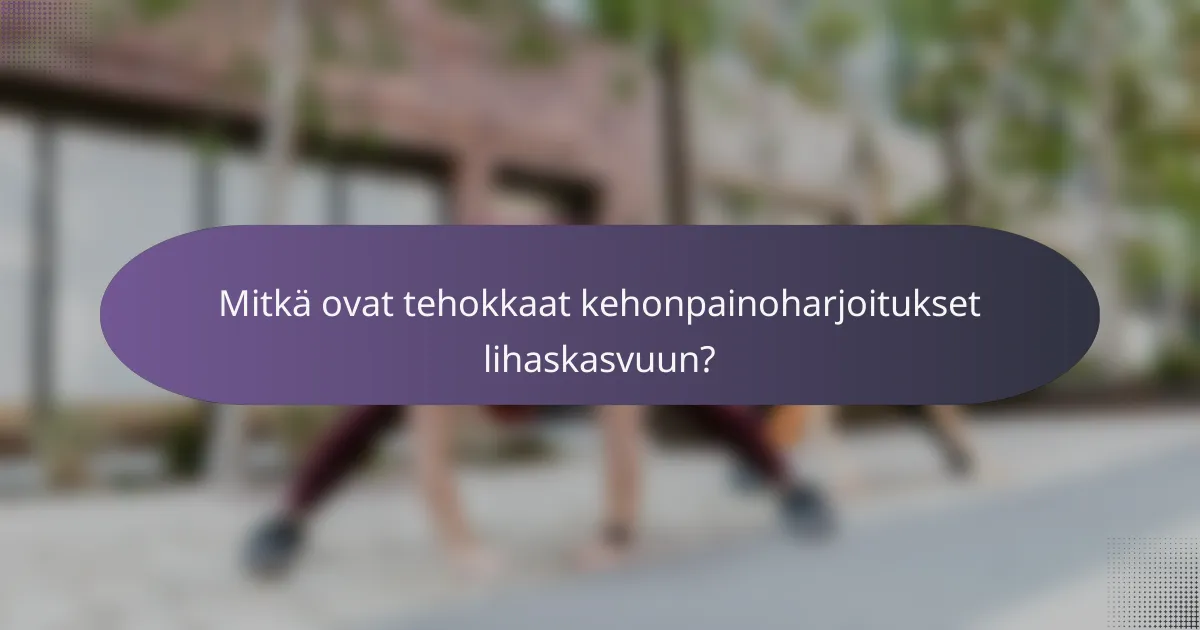 Mitkä ovat tehokkaat kehonpainoharjoitukset lihaskasvuun?
