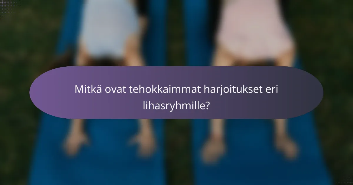 Mitkä ovat tehokkaimmat harjoitukset eri lihasryhmille?